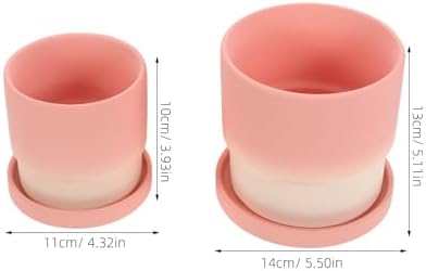 2pcs Ceramic Flower Pot Set with Drainage Holes for Indoor Plants Xmas - Image 2