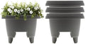 Bloem 12" Plastic Deck Rail Planter, Charcoal, 4-Pack by Bloem