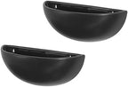 MyGift Matte Black Ceramic Indoor Wall Planter, 12 Inch Semi Circle Hanging Wall Vase, Set of 2 - Image 2