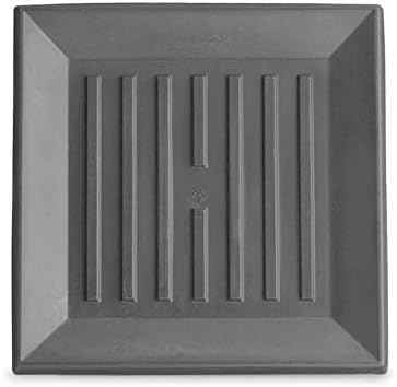 Crescent Garden Universal Square Plant Saucer, Weatherproof Durable Drip Tray for Square Planter, Heavy-Duty Plastic Drainage Dish, Indoor/Outdoor Flowerpot Saucer - 9'' Inner x 12.5" Outer (Slate) by CrescentGarden