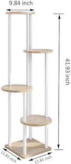AZERPIAN Plant Stand Indoor Tall Corner Tiered Shelf 5 Tier Metal MDF Board - Image 4