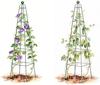 Vego Garden 7.8 ft Pyramid Obelisk Garden Trellis, Metal Rustproof Plant Support Rose Trellis, Tower Potted Cages for Flowers Fruits Vegetable Vines Indoor & Outdoor - Image 6