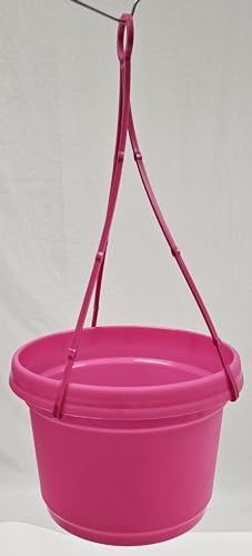 7in Pot and Hangers Pink Plastic Flower Pot Set of 5 - Image 3