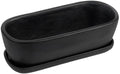 MyGift Black Ceramic Indoor Planter Pot with Drainage Hole & Saucer by MyGiftHome