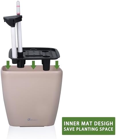 Dexceder 15x14 Self Watering Planter with Wheels (Taupe Matte) - Image 4