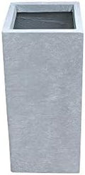 Kante 23.6" H Concrete Rectangle Tall Planter, Large Outdoor/Indoor Planter Pots Lightweight with Drainage for Patio Deck Livingroom (Light Gray) by Unknown