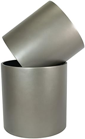 Brea Round Cylinder Fiberglass Planter (D:12" x H:12", Metallic Grey) - Image 3