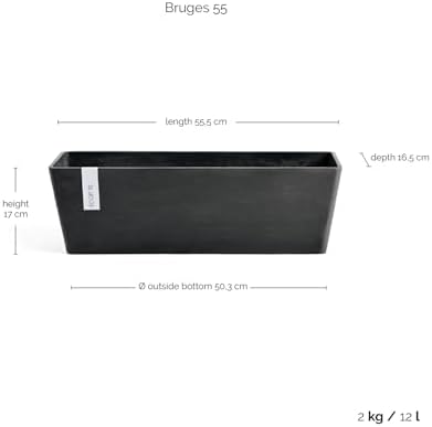 Ecopots Bruges Rectangular Flower Planter, Dark Grey, 21.5" - Image 3