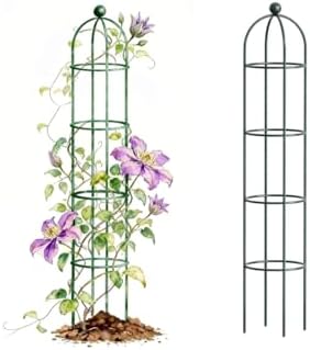 Vego Garden 6.4 ft Round Obelisk Garden Trellis, Metal Rustproof Plant Support Rose Trellis, Tower Potted Cages for Flowers Fruits Vegetable Vines Indoor & Outdoor by Unknown