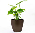 Memphis 18" Round Indoor Floor Planter Pot – Lightweight & Durable Plastic, Modern Design, Made in USA, Recyclable Large Plant Container for Home & Office Décor (Espresso Meta by GreenlinePlanters