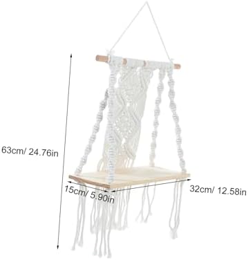 Cabilock Macrame Wall Shelf Handmade Boho Decor Plant Hanger Floating Decorative Wall Hanging - Image 3
