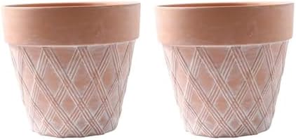 Flower pots 2Pcs Red Terracotta Planter Vintage Cameo Outdoor Indoor(Without Tray) by Unknown