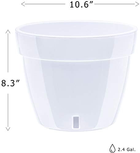 Gardenera 10.6" ASTI Self Watering Planter (Set of 3) in RED-Pearl/White - Modern Flower Pot with Water Level Indicator for All House Plants, Flowers, Herbs, Succulents and Hanging Plants - Image 2