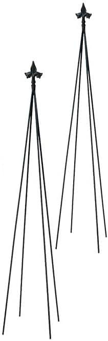 Achla Designs FT-21 Fleur-de-lis, 78-Inch Wrought Iron Garden Stake Trellis, Black (Pack of 2) - Image 4