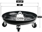 16" Metal Rolling Plant Caddy with Wheels, Indoor Outdoor, 3-Pack Black - Image 3