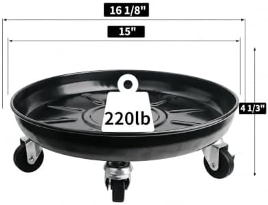 16" Metal Rolling Plant Caddy with Wheels, Indoor Outdoor, 3-Pack Black - Image 3
