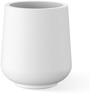 Kante Accent Round Curved White Concrete Planter 13" Dia, Outdoor by Unknown