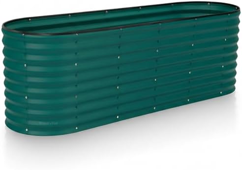 Plant & Plot Galvanized Raised Garden Beds Outdoor // 6×2×2 ft Planter Raised Beds for Gardening, Vegetables, Flowers // Large Metal Garden Box (Dark Green) // Patented Tool-Free Design by PlantPlot