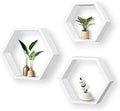 ROSE BLOOM Set of 3 White Wood Hexagon Shelves for Wall Decor - Farmhouse Honeycomb Shelves for Living Room Decor, Kitchen Storage, Mounted Storage - Durable, Stylish & Versatile by ROSEBLOOM