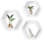 ROSE BLOOM Set of 3 White Wood Hexagon Shelves for Wall Decor - Farmhouse Honeycomb Shelves for Living Room Decor, Kitchen Storage, Mounted Storage - Durable, Stylish & Versatile by ROSEBLOOM