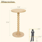 Fultyle Round Side Table, Small Drink Table for Small Spaces, Modern Accent End Table with Solid Wood Leg for Living Room, Bedroom, Corners, and Office (Natural) - Image 3