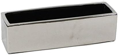 WGVI Long Rectangle Ceramic Planter Vase in Silver 14" x 4" x 4"H, Rectangular Box Block Terrarium Pot, Flower Arrangement, Tabletop Centerpiece, Home Decor Organization Storage Container, 1 Pc. by WGVInternational-OpusGlassware