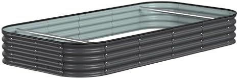 MUPATER 8x4x1FT Raised Garden Bed Outdoor, Modular Galvanized Steel Garden Bed Kit for Planting, Above Ground Planter Box Oval for Vegetables, Herbs and Flowers, Garden, Gray by MUPATERHome