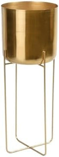 Serene Spaces Living Tall Gold Planter with Detachable Metal Stand - Modern Mid Century Decorative Indoor Plant Pot - Large Floor Planter for Living Room, Kitchen, Office - 26" H x 9.25" Diameter by SereneSpacesLiving