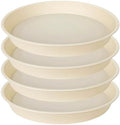 4 Pack of 14 inch Plant Saucers Bird Bath Bow Round, Plastic Plant Saucer Tray for Pots, White Planters for Indoor Plants, Plant Trays for Planter 12-15" (14", Beige) by Bleuhome