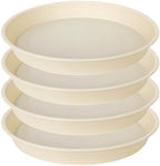 4 Pack of 18 19 inch Plant Saucer Drip Tray (16.6 inch Base), Heavy Duty Deep Plant Saucers for Pots, Plastic Flower Planter Water Trays for Indoors Outdoor (19", Beige) by Bleuhome