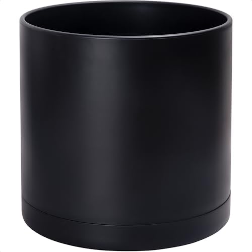 D'vine Dev Plastic Planter Pot with Saucer, 16 in, Black, 74-X-B-5 by DvineDevPlanterPotsandStand