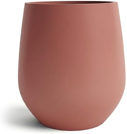 DTY Signature Mount Wilson Modern Indoor Outdoor Fiberstone Tapered Planter, Lightweight, Weather Resistant Garden Pot with Drainage Hole & Rubber Plug (Terracotta, 11'' D x 12'' H) by DTY