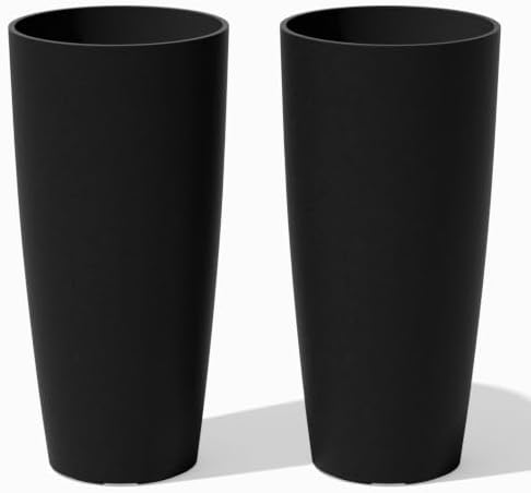 Veradek Mason Series Vega Planter - Tall Round Outdoor Planter with Shelf by VeradekOutdoor