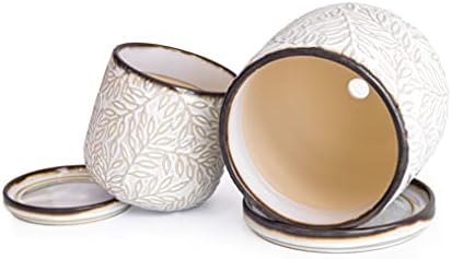 D'vine Dev 2-Pack Embossed Leaves Planter, 4/6 in, Smoked White, 27-B-U-1 - Image 2