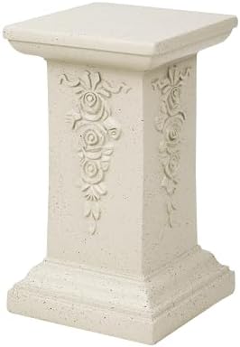 Virubi 22.24" H Ornate Gothic Pedestal Stand - Antique White MGO Plant Display Column, Weather-Resistant Indoor/Outdoor Decor Side Table, No Assembly Needed (Sand Style2) - Image 6