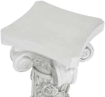Christopher Knight Home Godia 33.27" H Roman Plant Stand, Lightweight Concrete Flower Stand with Rose Relief Design, Pedestal Column Side Table, Indoor Outdoor Plants Standing, Antique White - Image 7
