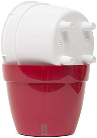 DECOPOTS - 3 Pack - Self Watering Planter - Modern Flower Pot with Water Level Indicator for All House Plants, Flowers, Herbs - Height 8.3 inches (Diameter 10.6", Red - Pearl/White) - Image 3