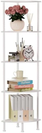 5-Tier Corner Shelf Stand, 52" Industrial Corner Display Rack for Living Room, Bookshelf, Tall Display Shelf, Plant Stand, Storage Standing Shelf for Bedroom, Bathroom, Kitchen, White by PhoFlame