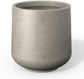 Kante Accent Round Curved Weathered Concrete Planter 13" Dia, Outdoor by Unknown