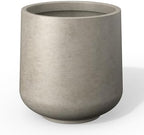 Kante Accent Round Curved Weathered Concrete Planter 13" Dia, Outdoor by Unknown