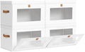 Homsorout Large Clothing Storage Bins - Collapsible Boxes with Handles & Window, Decorative Organizer Bins with Lids, Fabric Containers for Living Room, Dorm, 4 Pack, White by Homsorout
