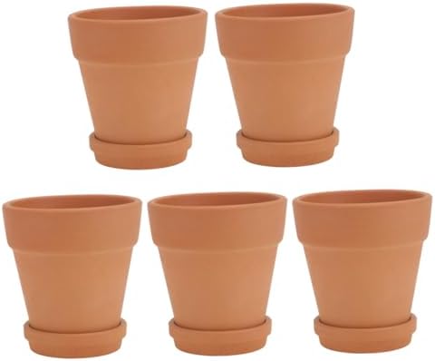 Red Clay Succulent Plant Pots with Saucers, 8x8cm Breathable Terracotta Flower Containers, Indoor Gardening Planters Set of 5 for Home and Office by GETAJGHSD