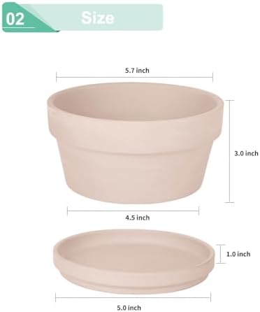 vensovo 5.7 Inch Pink Terracotta Succulent Pots with Saucers, 6 Pack - Image 2