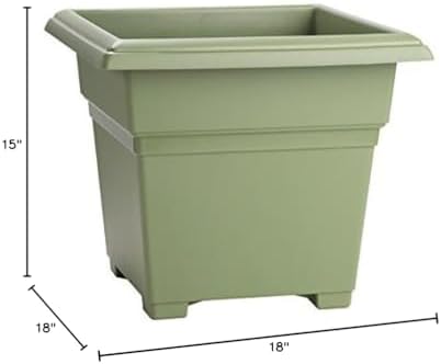 Root & Vessel Countryside Square Tub Planter, Sage, 18-Inch - Image 6
