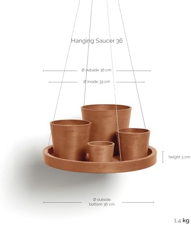 Ecopots Hanging Round Planter Saucer, Terracotta Color, 14" - Image 2