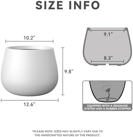 Kante Small Round Curved White Concrete Planter 12.6" Dia, Outdoor - Image 2