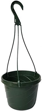 10 NEW ~ 8 Inch Hanging Basket Plastic Nursery Pots ~ Green ~ Pots are 7.25 Inch Round At the Top and 5.5 Inch Deep and Includes Internal Dish. by Seed+Kingdom