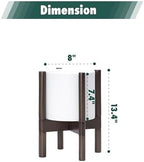 D'vine Dev Plastic Pot with Walnut Wood Stand, White, 8 in, 55-C-I-1 - Image 3