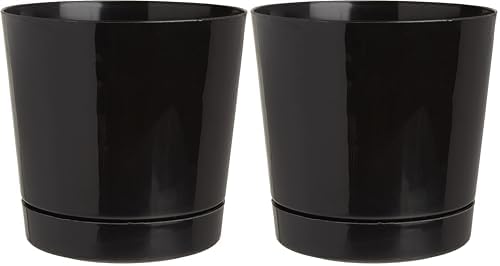 Novelty Majestic Full Depth Round Cylinder Pot, Glossy Black, 8-Inch (10088) (Pack of 2) by Novelty