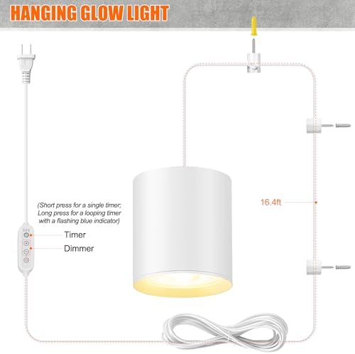 Hanging Grow Lights for Indoor Plants with Timer, 24W 3600K Full Spectrum - Image 2